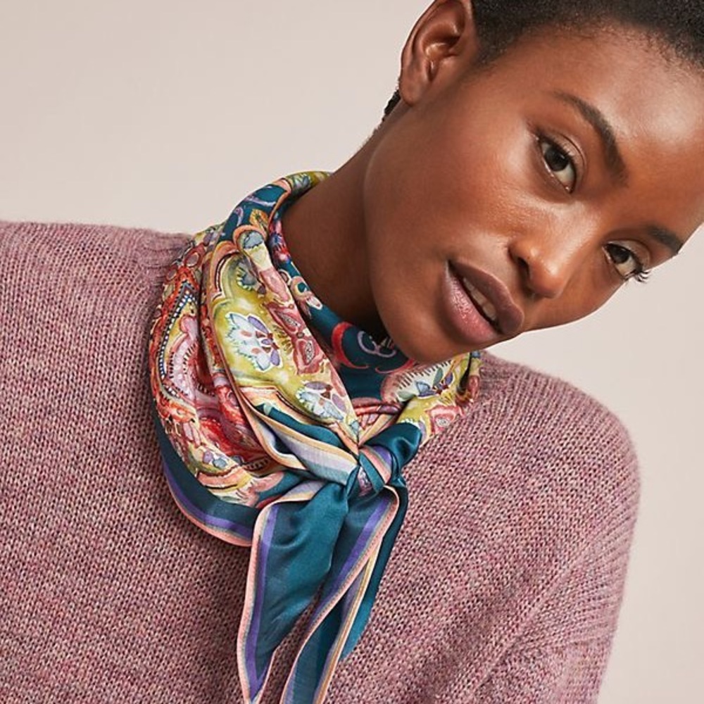 💕Last one Hand Floral Art Chic silk scarf - Picture 6 of 6